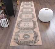 El yapımı vintage yolluk 81x361 cm geometrik desenli yün - detay görünümü