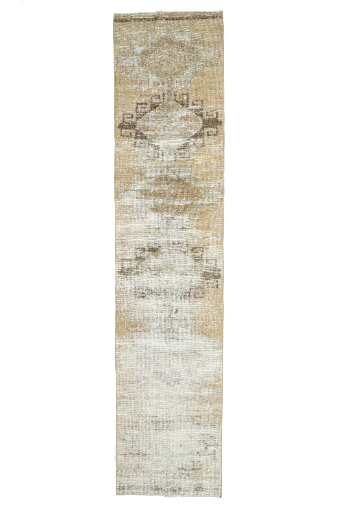 El yapımı vintage yolluk 81x371 cm geometrik desenli yün - farklı açıdan görünüm