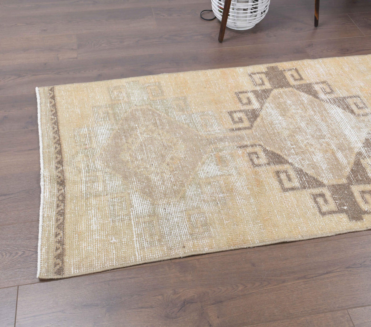 El yapımı vintage yolluk 81x371 cm geometrik desenli yün - mekan görünümü