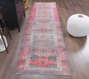 El yapımı vintage yolluk 91x335 cm oryantal desenli yün - detay görünümü