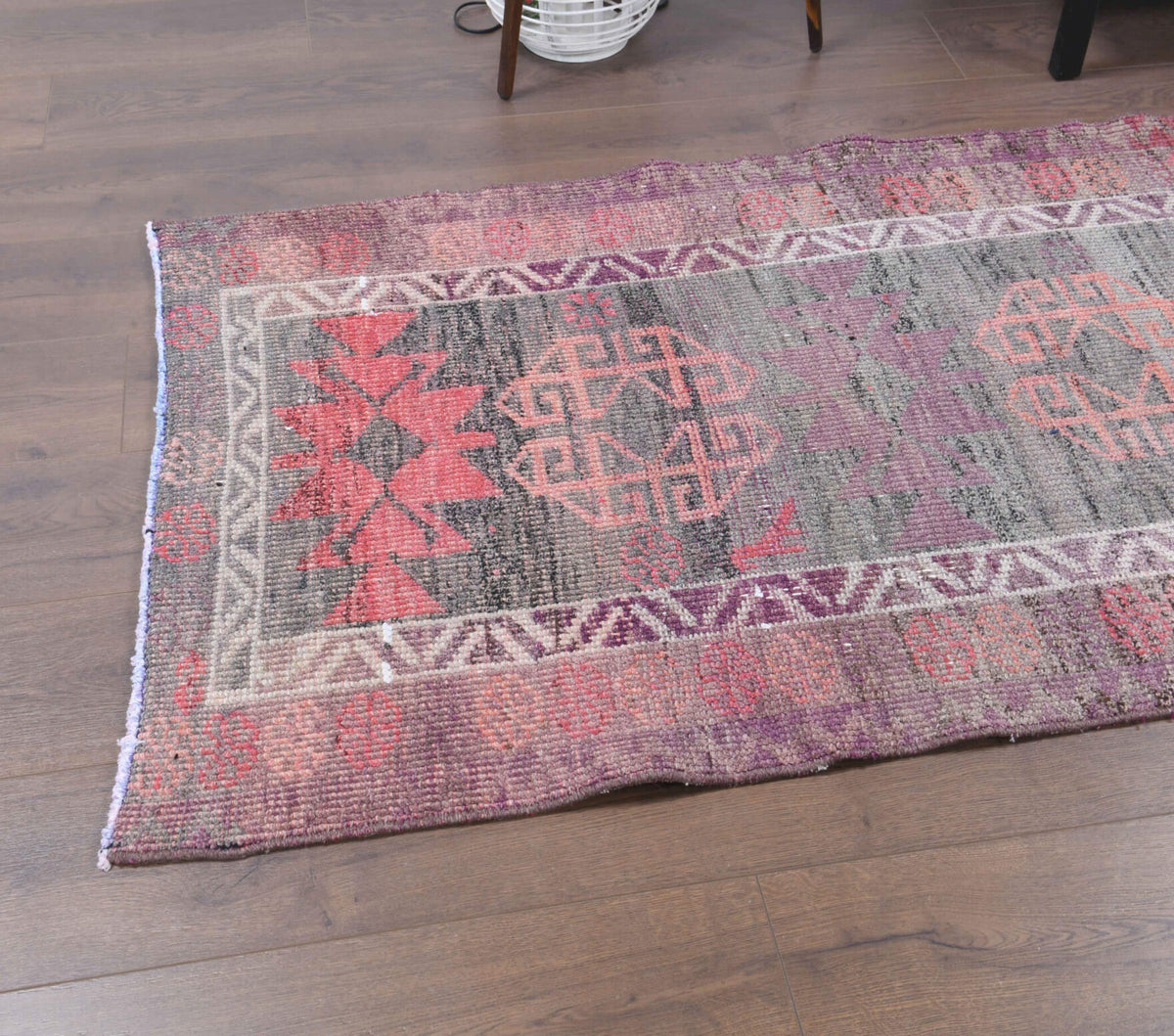 El yapımı vintage yolluk 91x335 cm oryantal desenli yün - mekan görünümü
