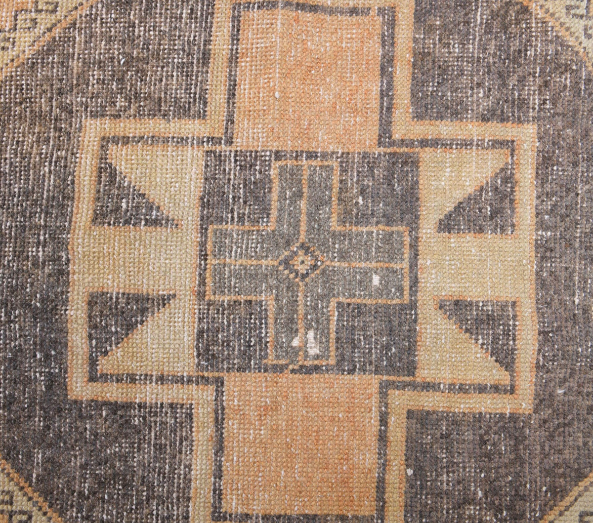 El yapımı vintage yolluk 86x330 cm geometrik desenli yün - kenar ve saçak detayı