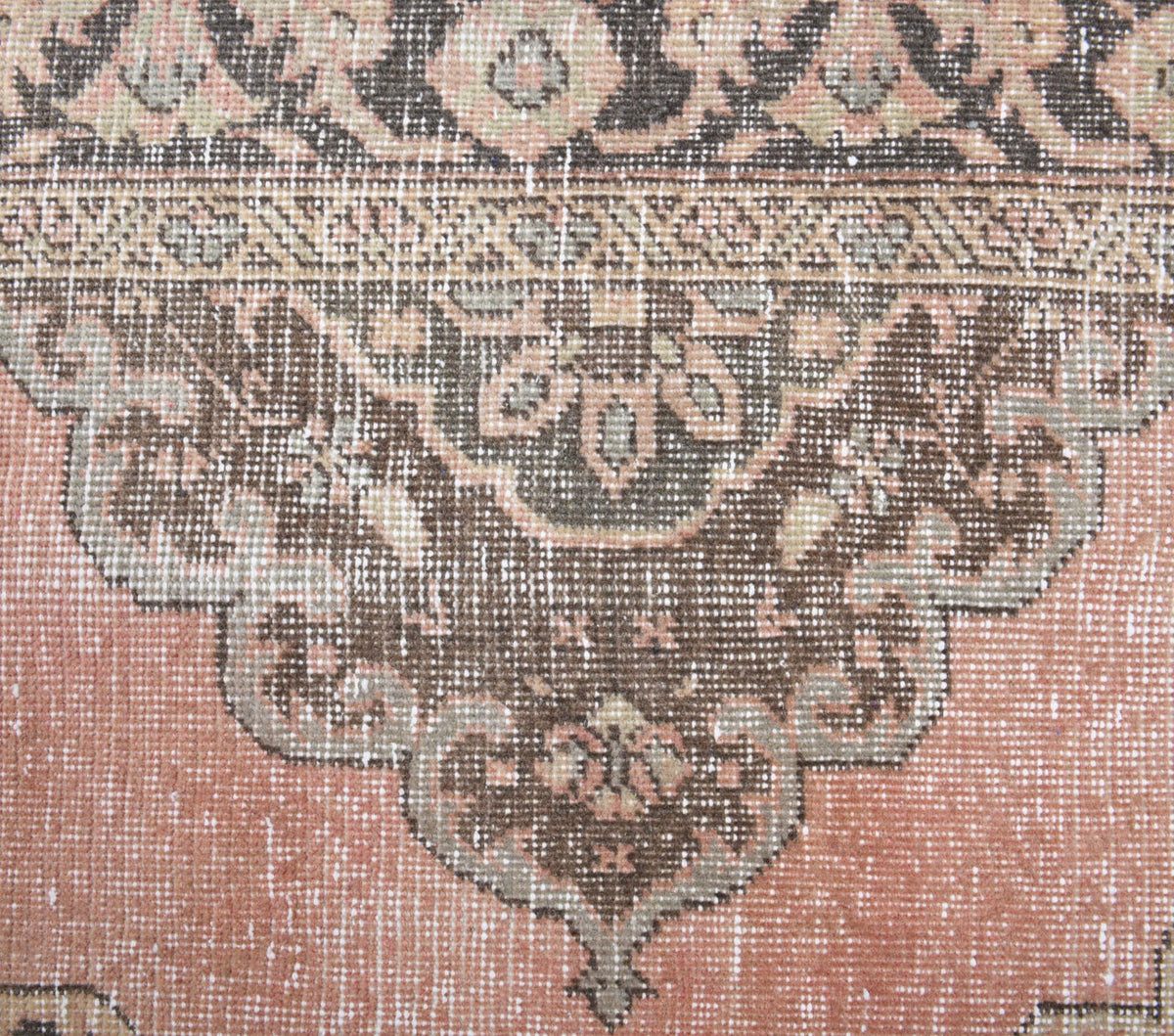El yapımı vintage yolluk 61x366 cm oryantal desenli yün - kenar ve saçak detayı