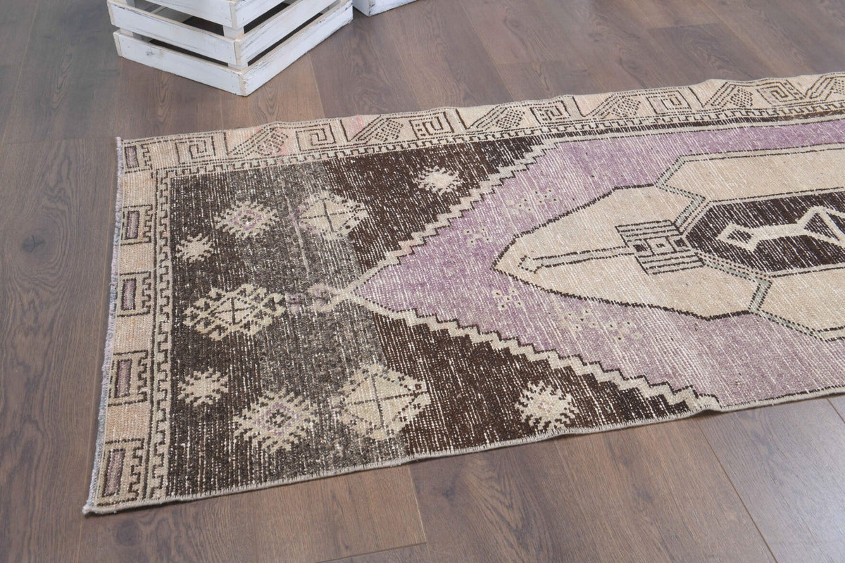 El yapımı vintage yolluk 61x335 cm oryantal desenli yün - desen detayı
