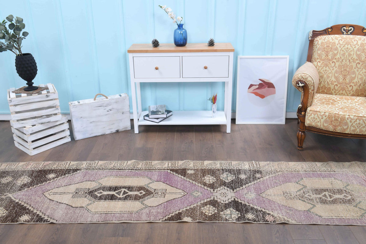 El yapımı vintage yolluk 61x335 cm oryantal desenli yün - mekan görünümü