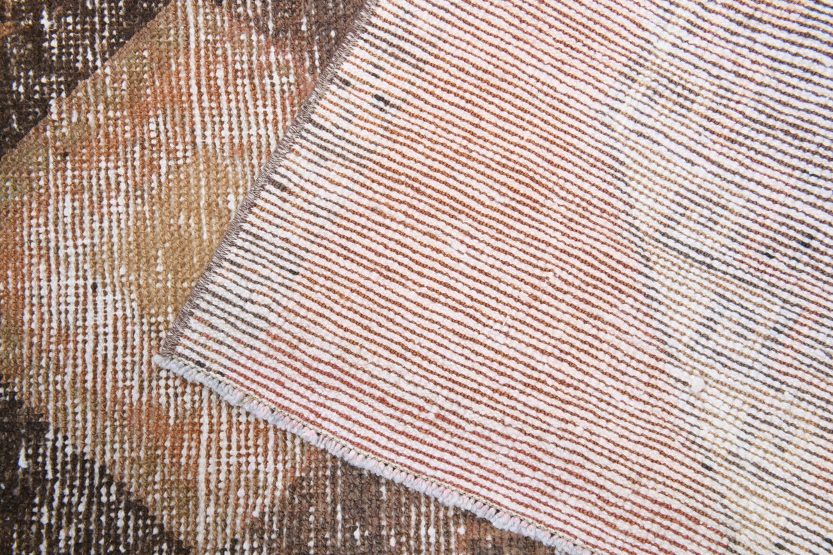 El yapımı vintage yolluk 94x335 cm geometrik desenli yün - desen detayı