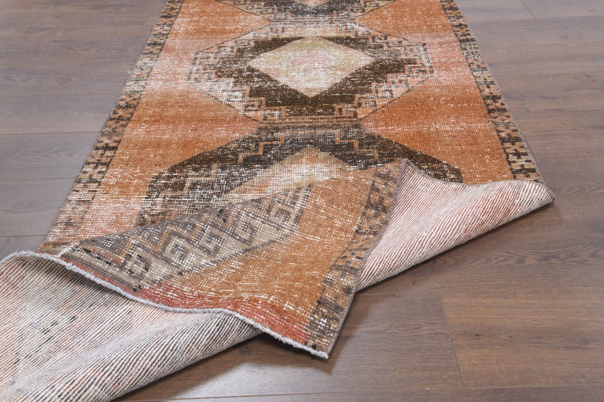El yapımı vintage yolluk 94x335 cm geometrik desenli yün - mekan görünümü