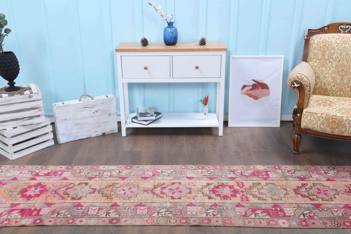 Turkish Anatolian Vintage Runner Rug - 32798