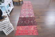 El yapımı vintage yolluk 81x361 cm i̇kat desenli yün - detay görünümü