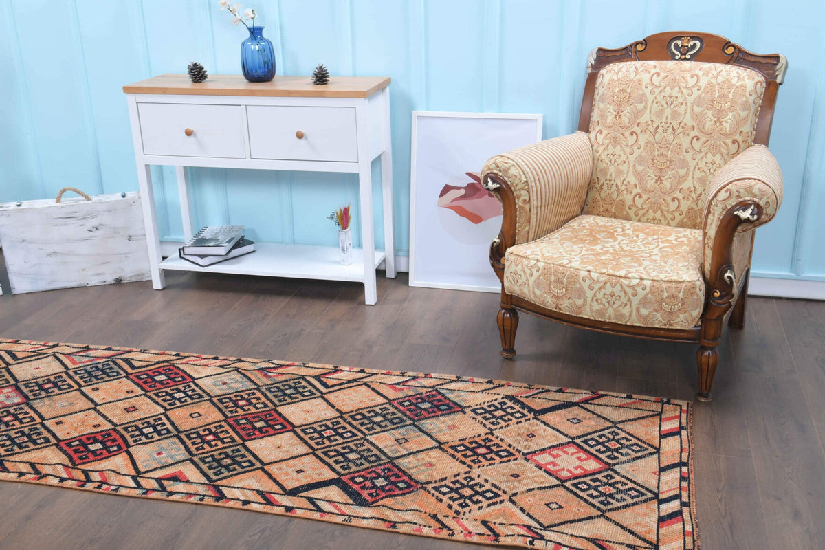 El yapımı vintage yolluk 61x305 cm i̇kat desenli yün - farklı açıdan görünüm