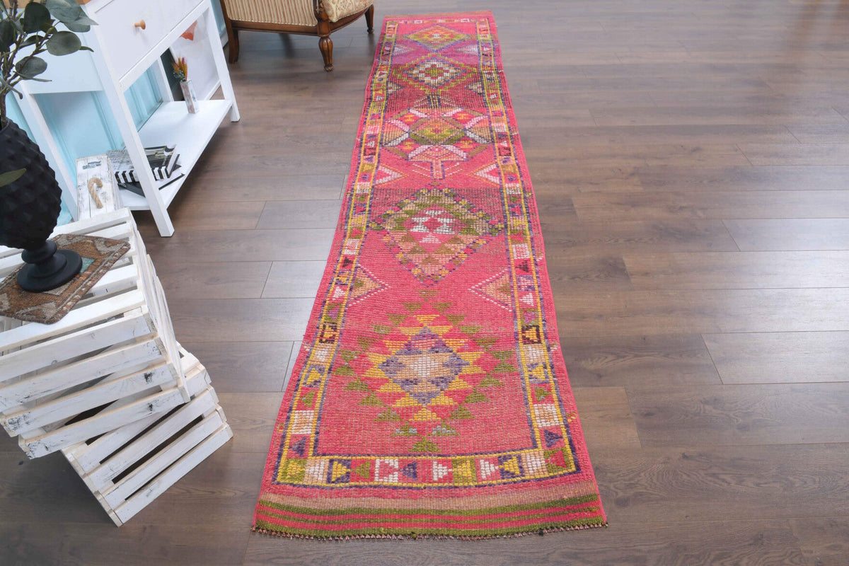 El yapımı vintage yolluk 61x366 cm oryantal desenli yün - detay görünümü