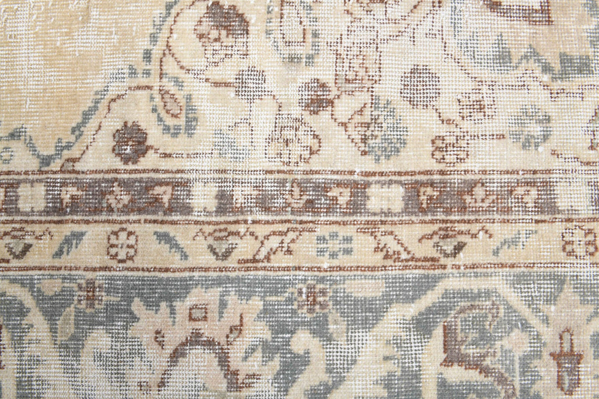 El yapımı vintage yolluk 76x335 cm oryantal desenli yün - kenar ve saçak detayı