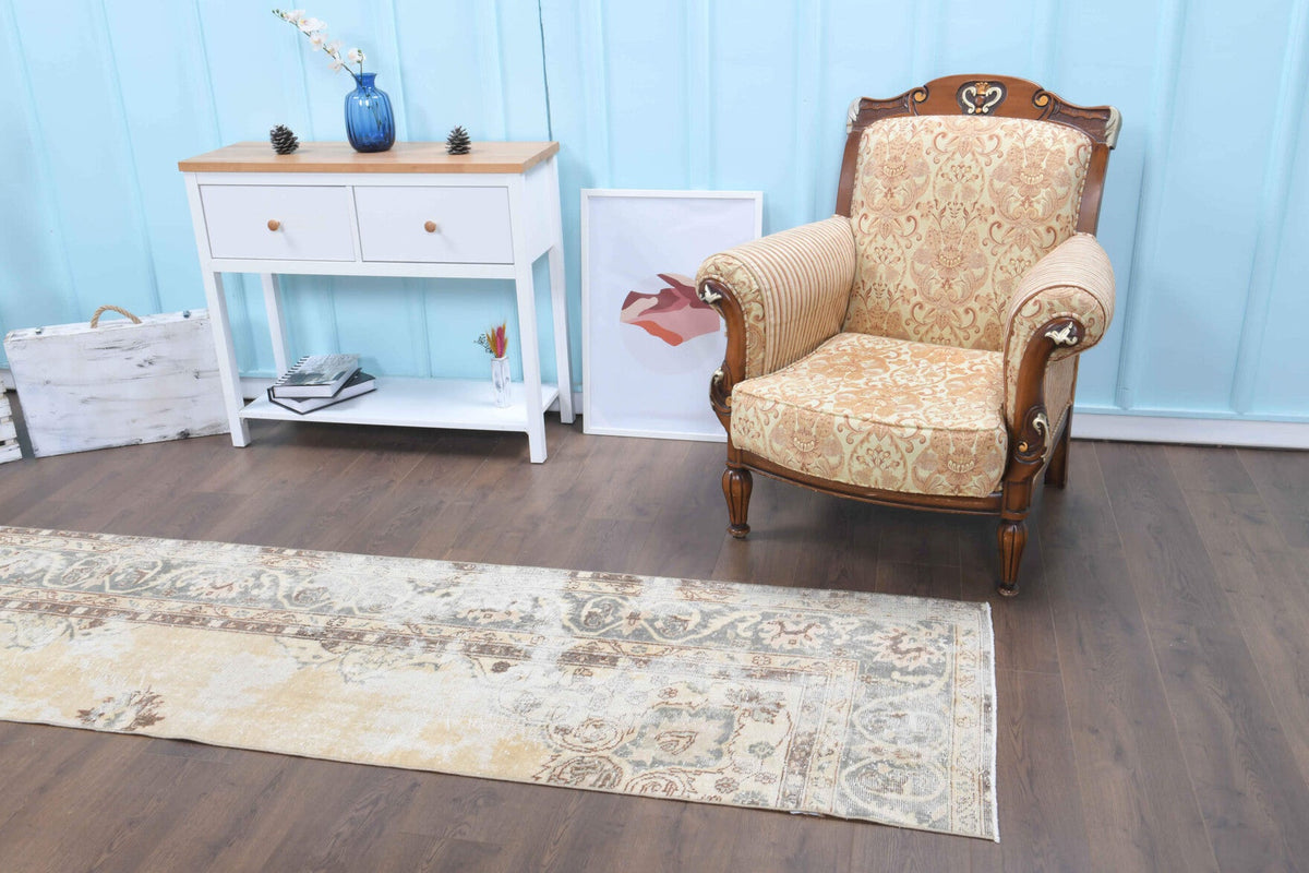 El yapımı vintage yolluk 76x335 cm oryantal desenli yün - farklı açıdan görünüm