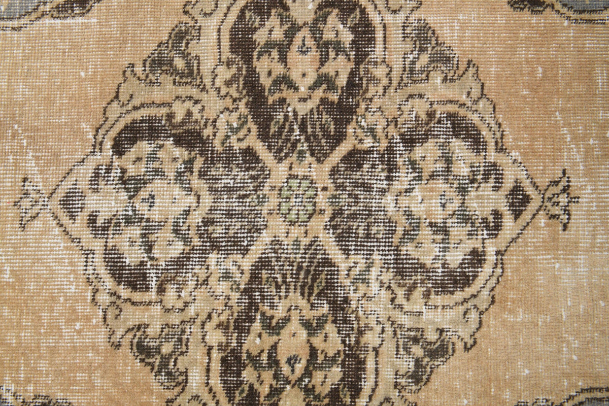 El yapımı vintage yolluk 97x345 cm oryantal desenli yün - kenar ve saçak detayı