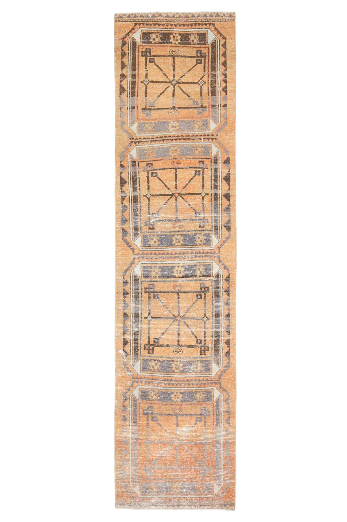 El yapımı vintage yolluk 81x348 cm oryantal desenli yün - açık alan görünümü