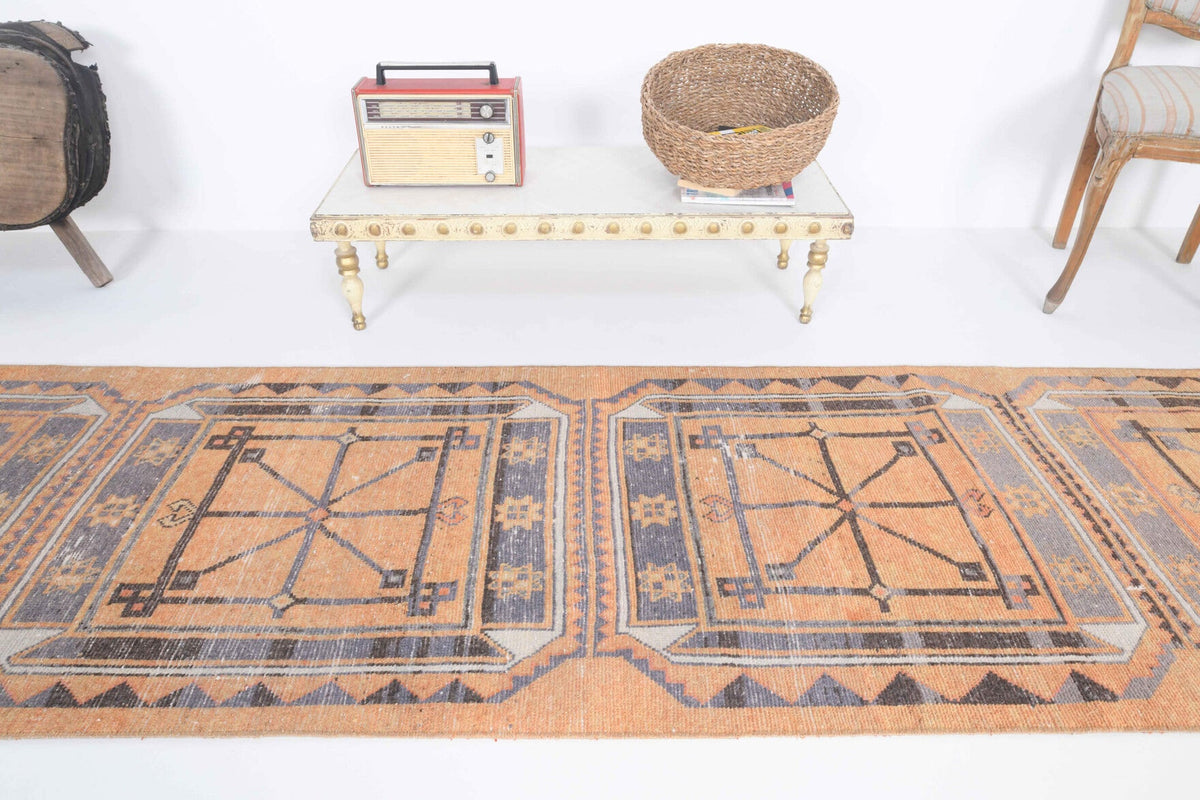 El yapımı vintage yolluk 81x348 cm oryantal desenli yün - desen detayı