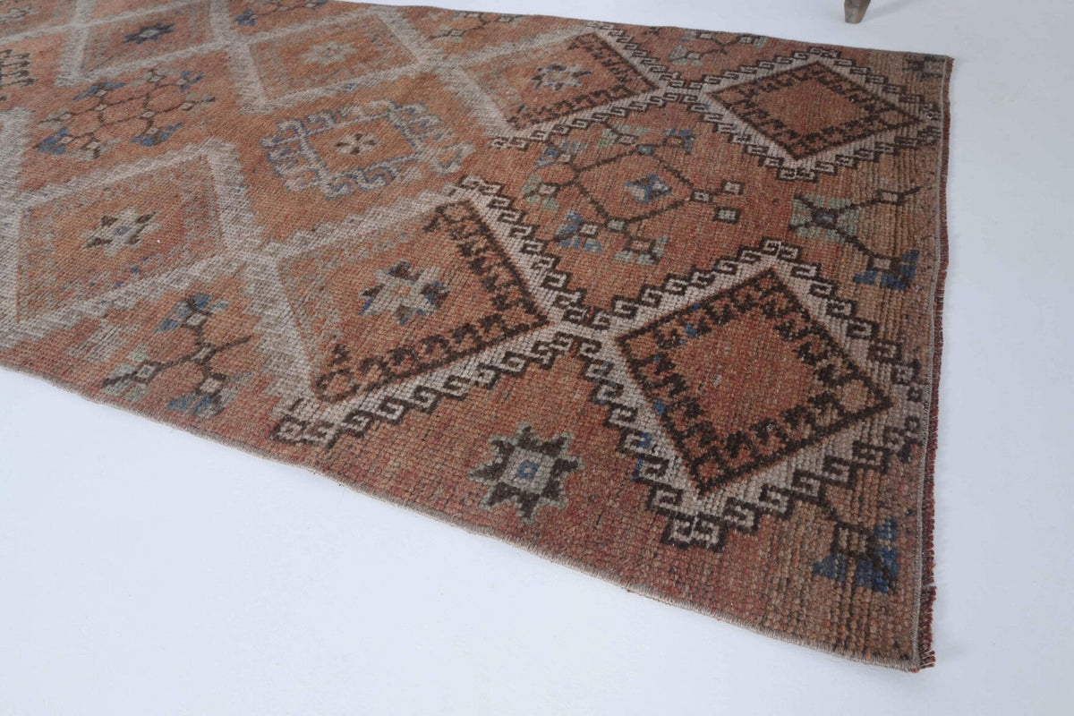 El yapımı vintage yolluk 102x320 cm i̇kat desenli yün - mekan görünümü