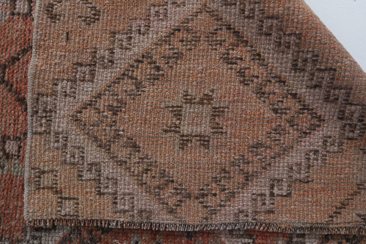 El yapımı vintage yolluk 102x320 cm i̇kat desenli yün - farklı açıdan görünüm