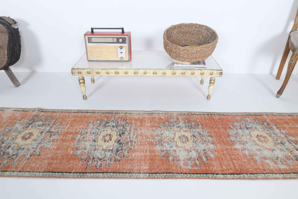 El yapımı vintage yolluk 61x330 cm oryantal desenli yün - desen detayı