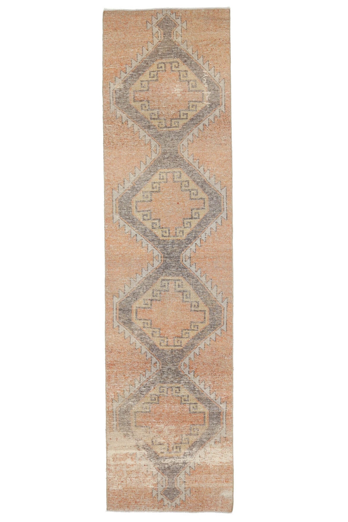 El yapımı vintage yolluk 81x320 cm geometrik desenli yün - açık alan görünümü