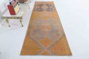 El yapımı vintage yolluk 79x239 cm geometrik desenli yün - detay görünümü