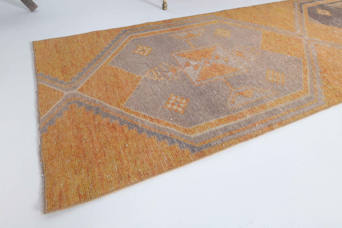El yapımı vintage yolluk 79x239 cm geometrik desenli yün - kenar ve saçak detayı