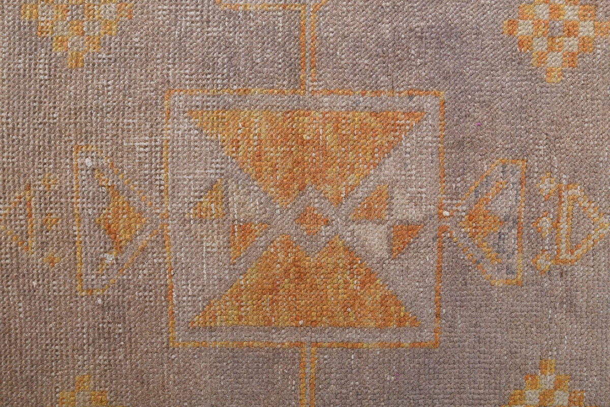 El yapımı vintage yolluk 79x239 cm geometrik desenli yün - açık alan görünümü