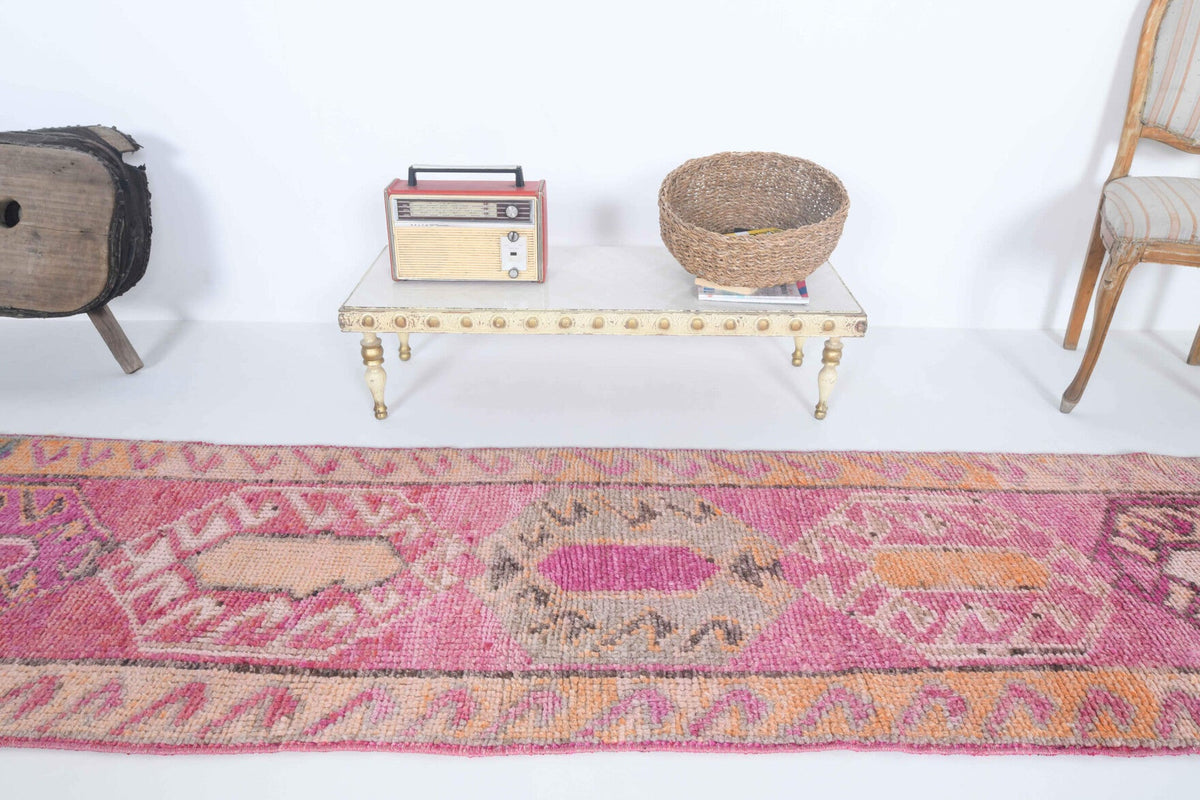 El yapımı vintage yolluk 89x292 cm oryantal desenli yün - desen detayı