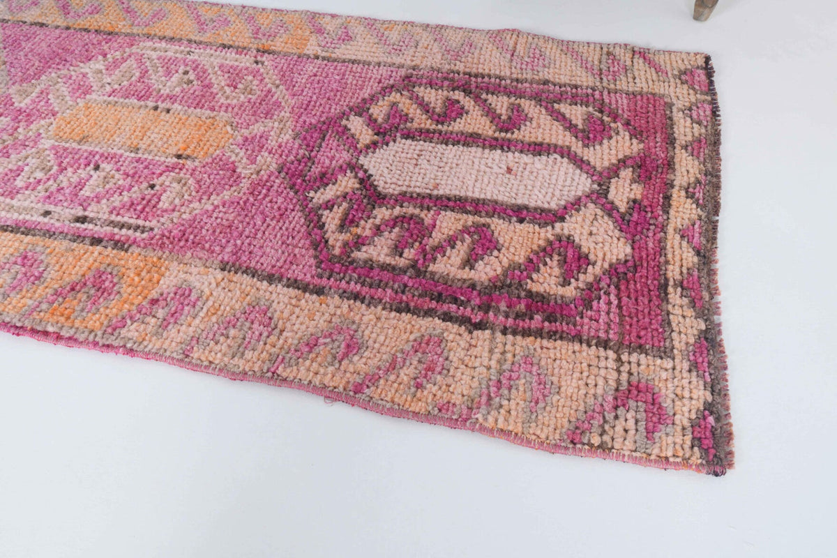 El yapımı vintage yolluk 89x292 cm oryantal desenli yün - mekan görünümü