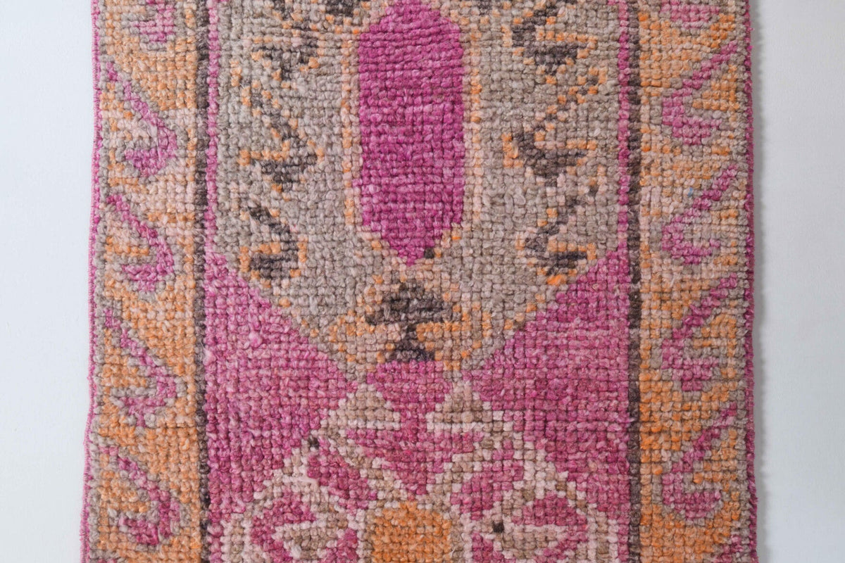 El yapımı vintage yolluk 89x292 cm oryantal desenli yün - üstten görünüm