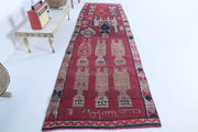 El yapımı vintage yolluk 91x287 cm i̇nsan figürlü desenli yün - detay görünümü