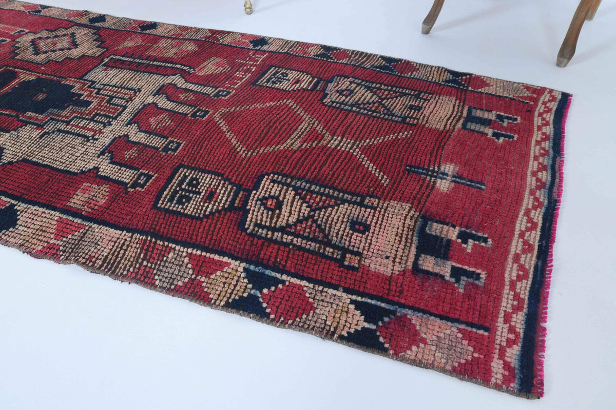 El yapımı vintage yolluk 91x287 cm i̇nsan figürlü desenli yün - mekan görünümü