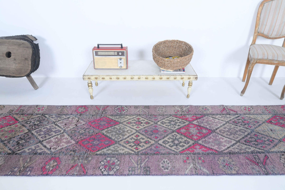 El yapımı vintage yolluk 79x348 cm i̇kat desenli yün - desen detayı