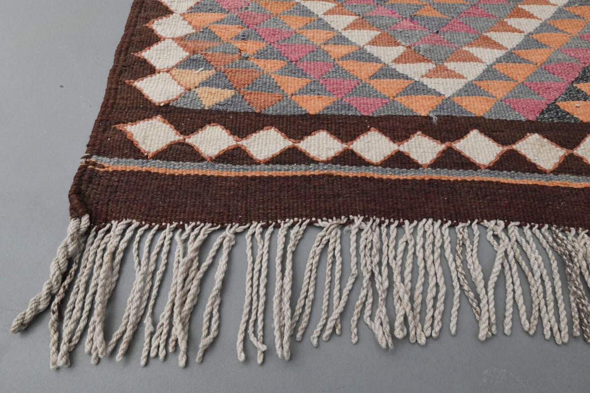 El yapımı vintage yolluk 91x361 cm i̇kat desenli yün - desen detayı