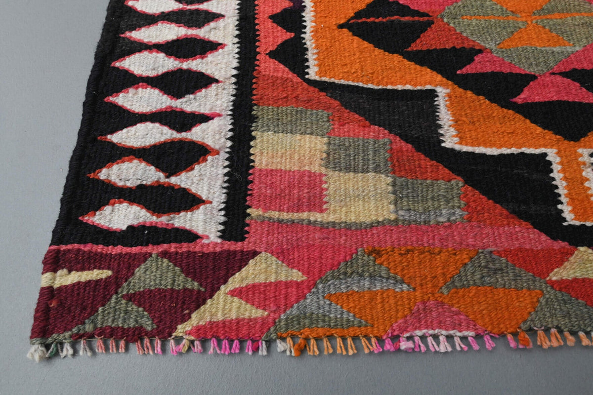 El yapımı vintage yolluk 81x295 cm i̇kat desenli yün - desen detayı