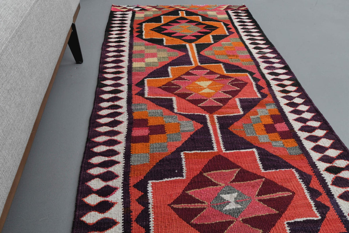 El yapımı vintage yolluk 81x295 cm i̇kat desenli yün