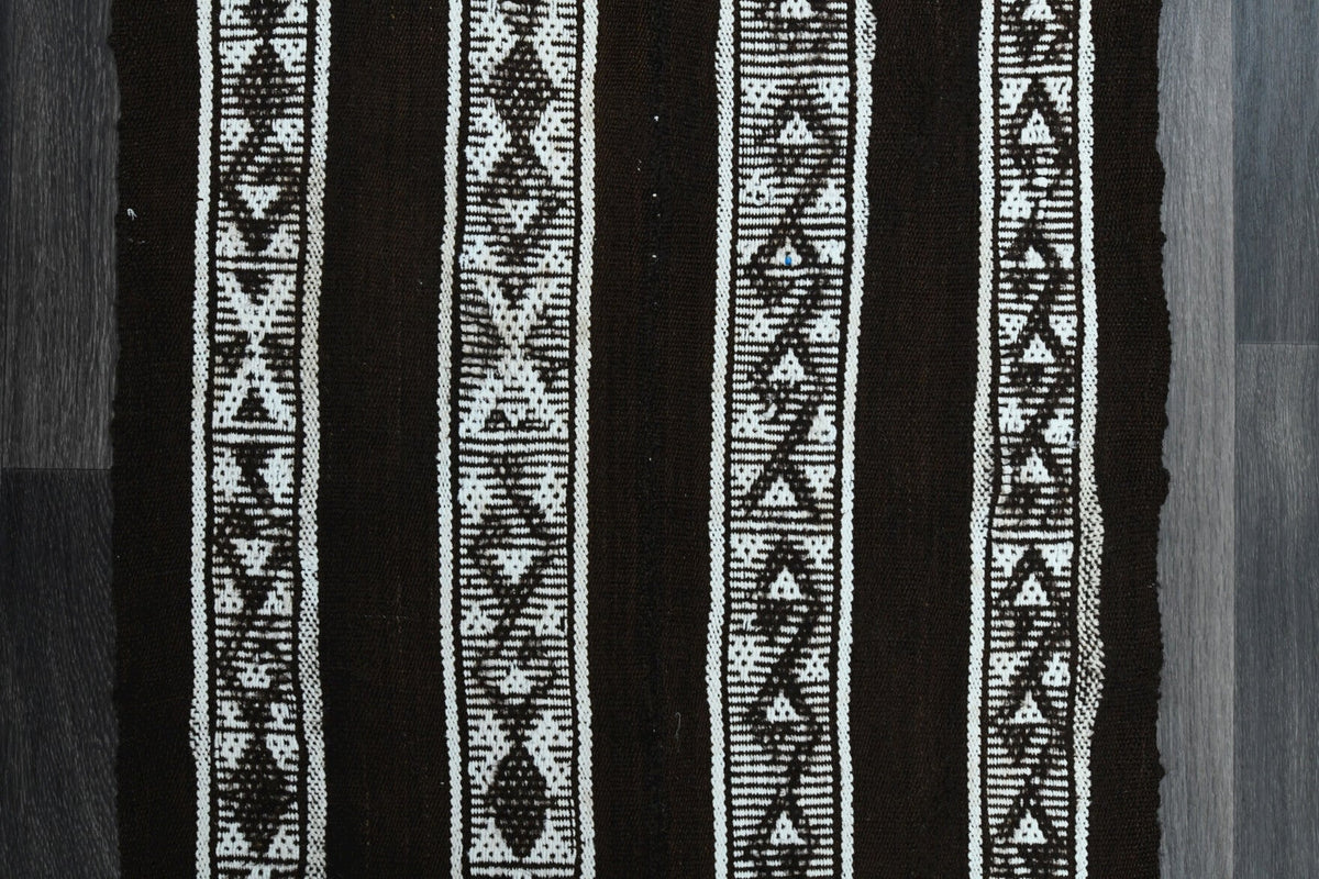 El yapımı vintage halı 66x157 cm çizgili desenli yün - üstten görünüm