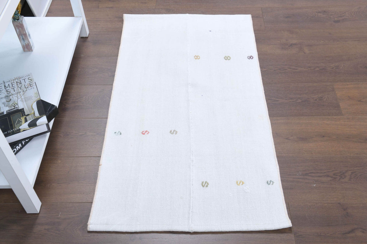 El yapımı vintage halı 64x117 cm düz desenli yün - farklı açıdan görünüm