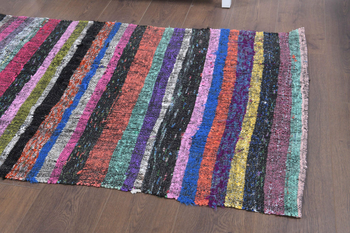 El yapımı vintage yolluk 86x170 cm çizgili desenli yün - desen detayı