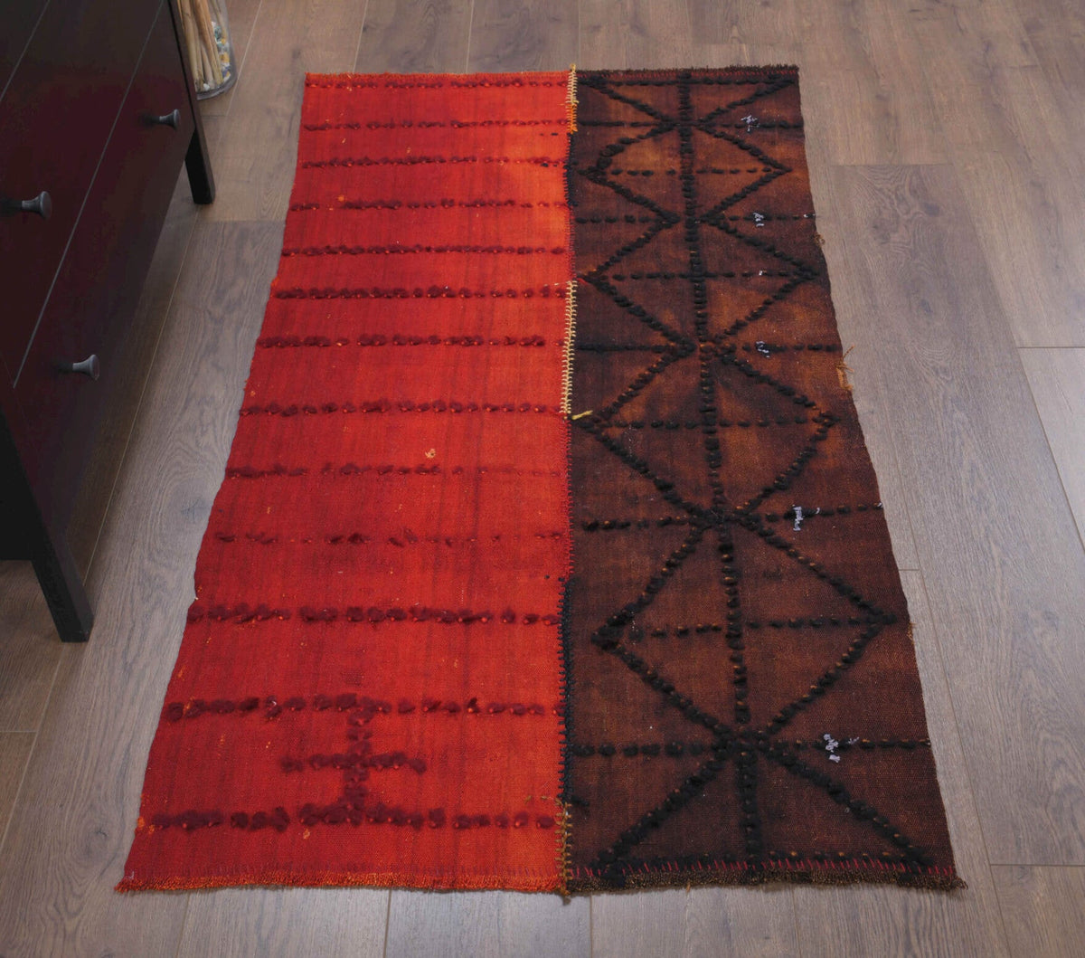 Red & Brown Vintage Small Kilim Rug