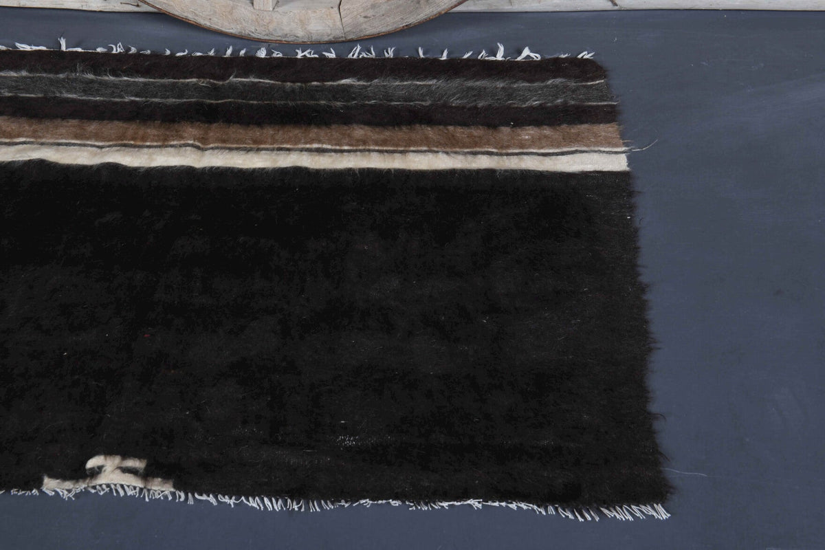 El yapımı vintage halı 94x132 cm düz desenli yün - desen detayı