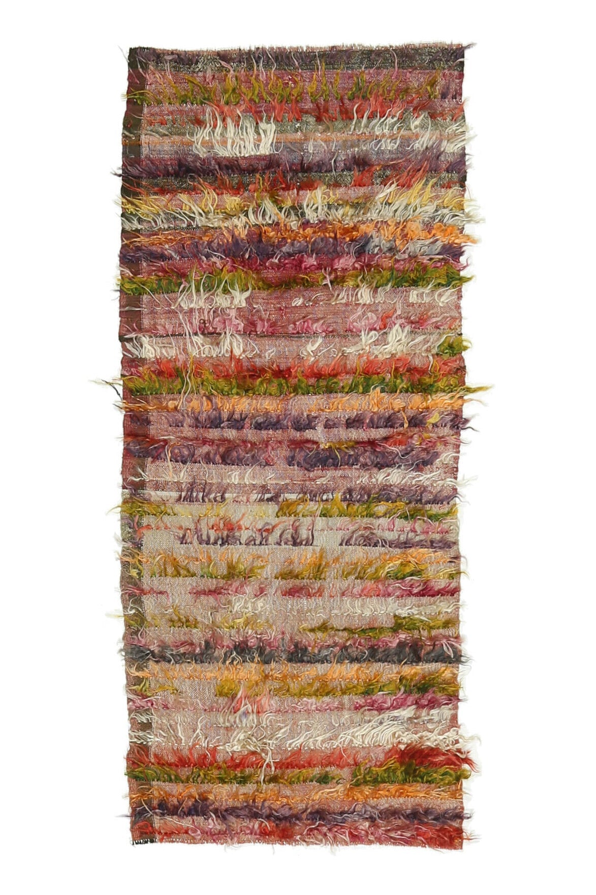 El yapımı vintage halı 66x157 cm çizgili desenli yün - farklı açıdan görünüm