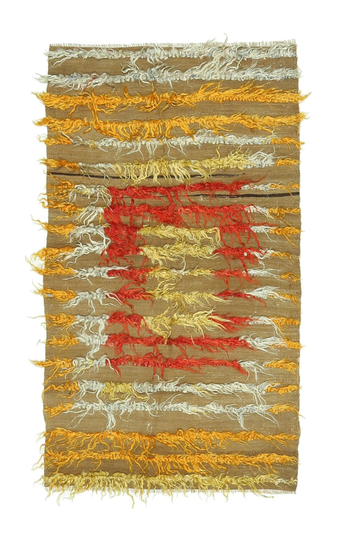 El yapımı vintage halı 91x165 cm çizgili desenli yün - farklı açıdan görünüm