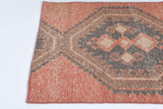El yapımı vintage halı 94x102 cm geometrik desenli yün - detay görünümü