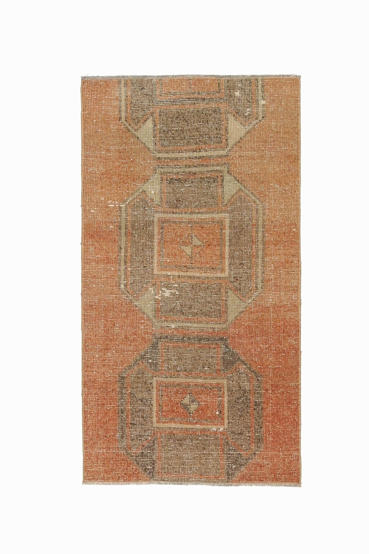 El yapımı vintage halı 74x132 cm oryantal desenli yün