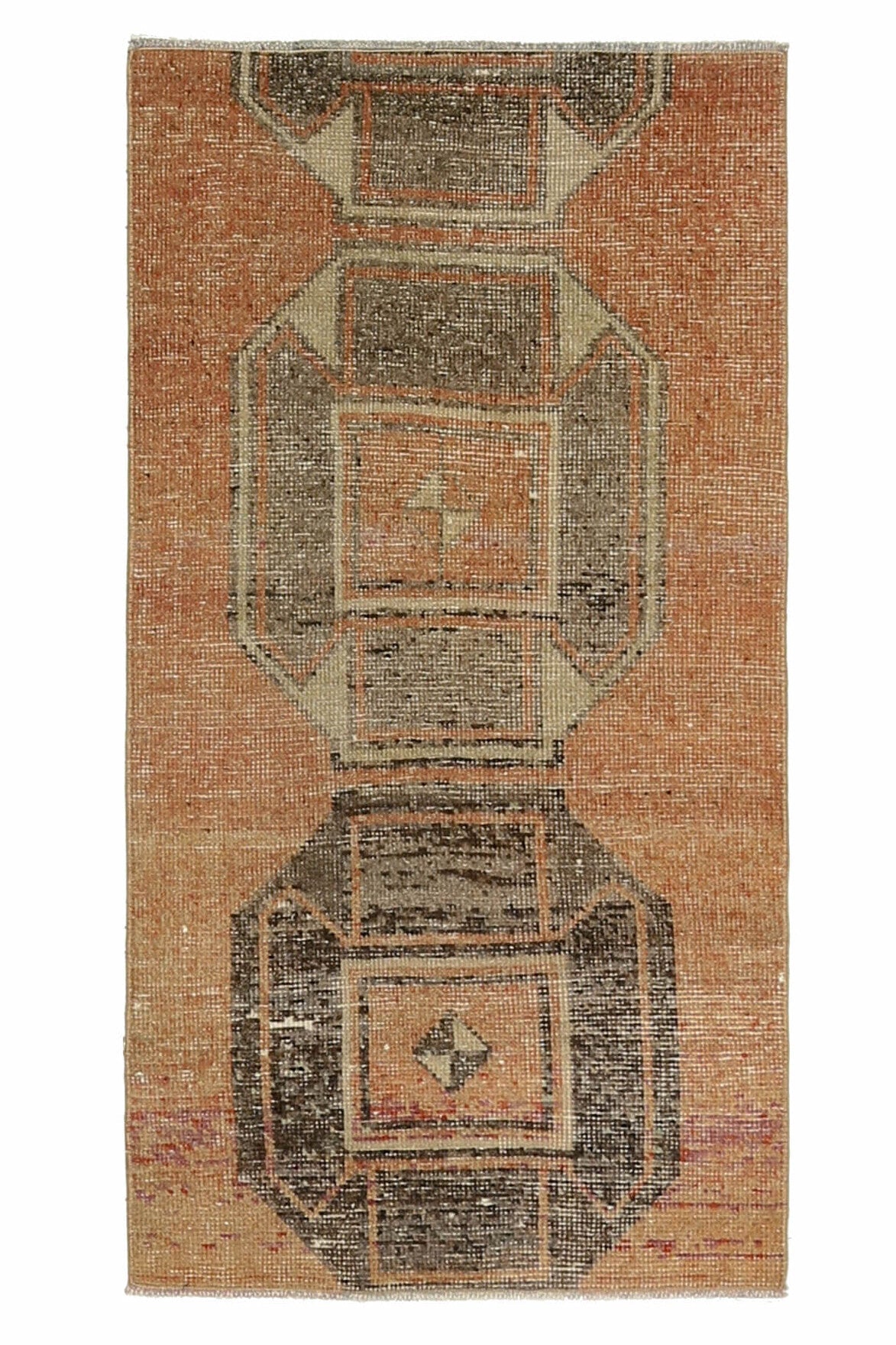 El yapımı vintage halı 74x142 cm geometrik desenli yün