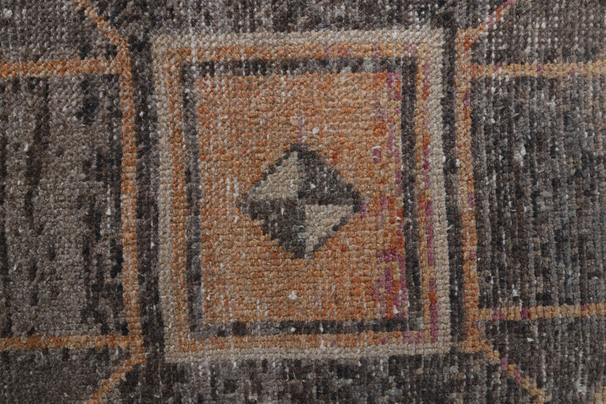 El yapımı vintage halı 74x142 cm geometrik desenli yün - açık alan görünümü