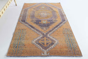 El yapımı vintage halı 89x122 cm geometrik desenli yün - detay görünümü