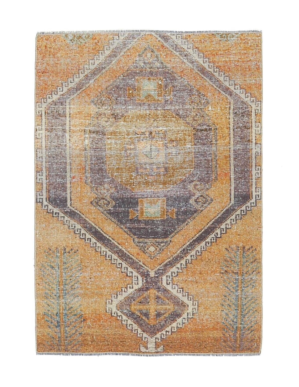 El yapımı vintage halı 89x122 cm geometrik desenli yün