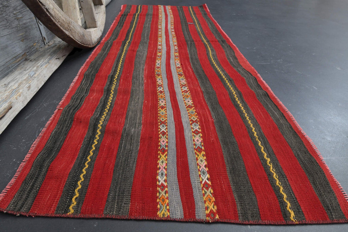 El yapımı vintage yolluk 71x201 cm oryantal desenli yün - yakın çekim doku detayı